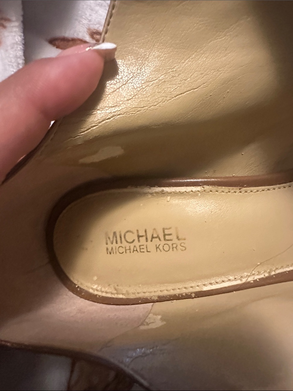 Michael Kors Tan Brown Leather Platform Peep-Toe Heels with Buckle - Picture 9 of 10